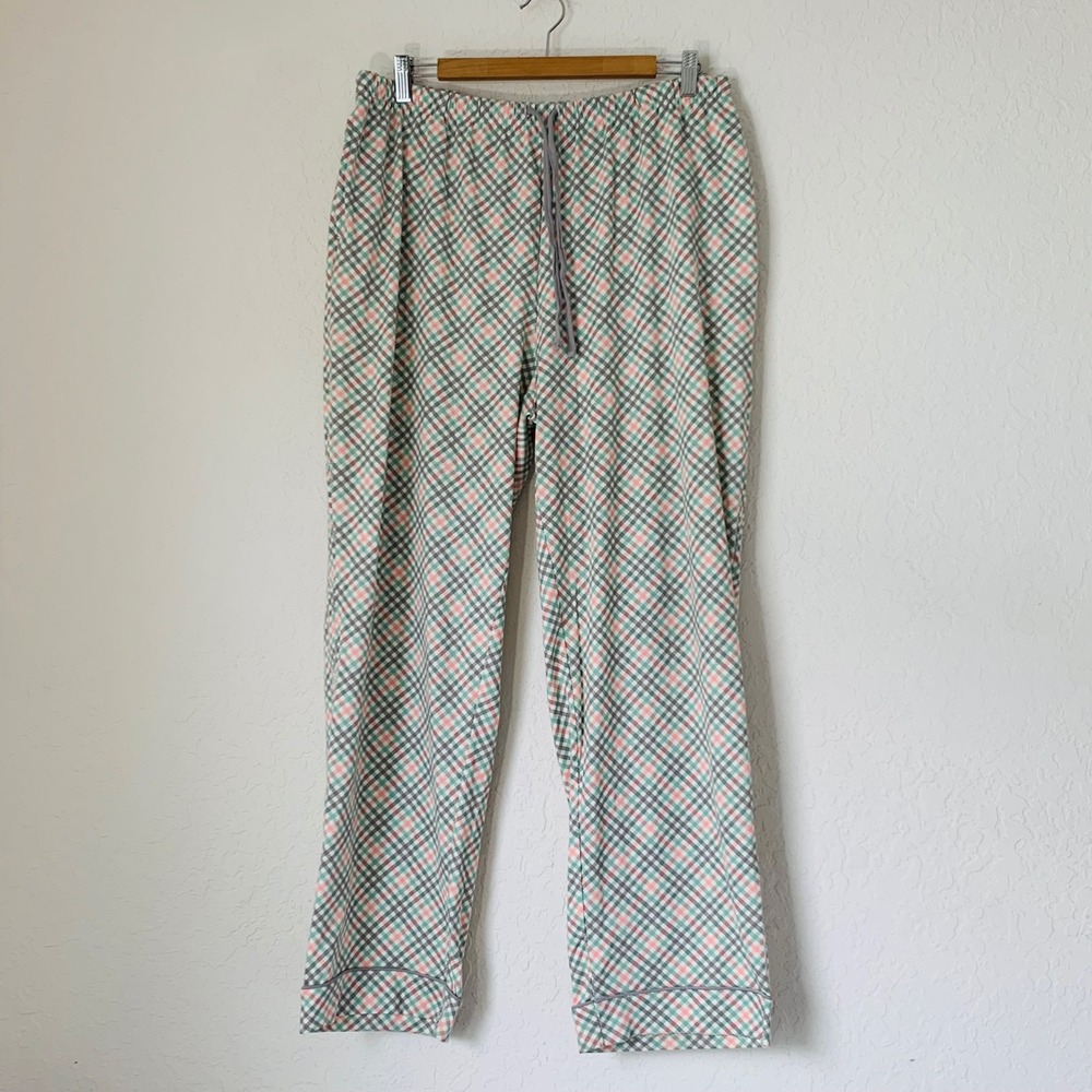 Poppy & Clay Pajama Set Women XL Green Plaid Organic Cotton Coastal Quiet Luxury - Picture 4 of 13